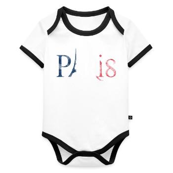 Paris lettering Vintage used look - Organic Baby Contrasting Bodysuit - white/black  - Front