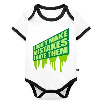 Date Mistakes Quote Logo - Organic Baby Contrasting Bodysuit - white/black  - Front