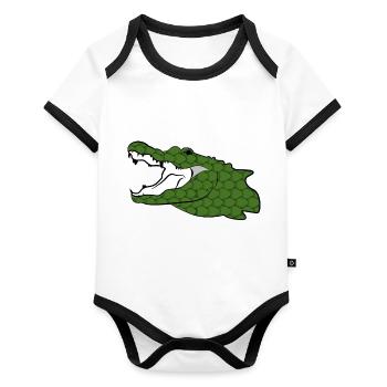 Crocodile Nile Crocodile Alligator Reptile Gift - Organic Baby Contrasting Bodysuit - white/black  - Front