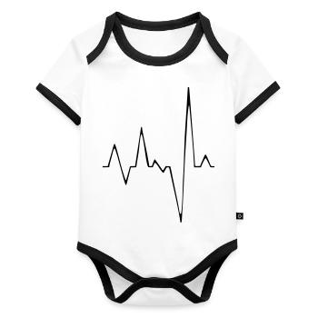 Battements de cœur - Body Bébé bio contrasté manches courtes - blanc/noir  - Devant