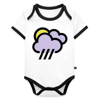 nuageux avec icône de chills icône météo - Body Bébé bio contrasté manches courtes - blanc/noir  - Devant