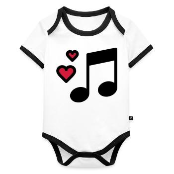Romantic music note - Organic Baby Contrasting Bodysuit - white/black  - Front