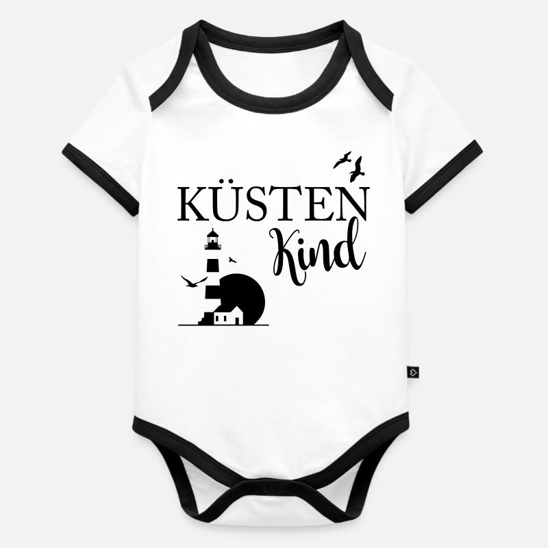 Enfant côtier - Body Bébé bio contrasté manches courtes - blanc/noir 