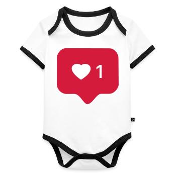 Instagram comme - Body Bébé bio contrasté manches courtes - blanc/noir  - Devant