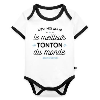Best Uncle - super uncle - Organic Baby Contrasting Bodysuit - white/black  - Front
