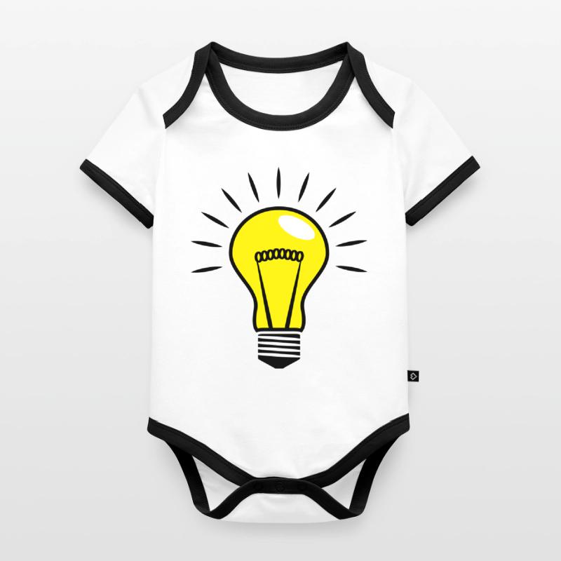 Light bulb Comic Vector 3 Color customizable Organic Baby Contrasting Bodysuit