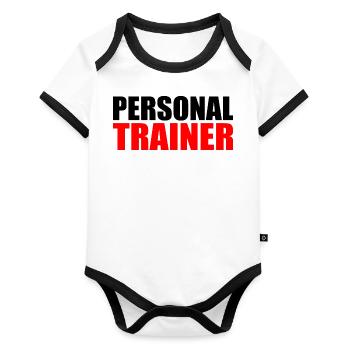 Personal trainer - Body Bébé bio contrasté manches courtes - blanc/noir  - Devant