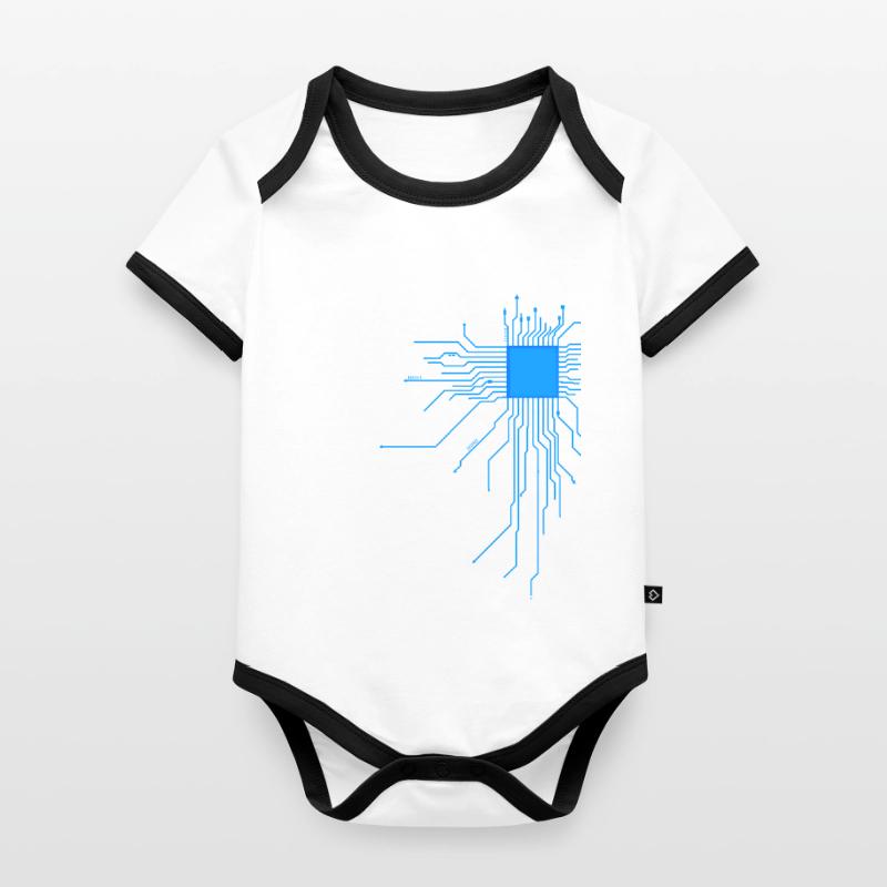 platine blau computer pc Admin Core cpu Nerd code Baby Bio-Kurzarm-Kontrastbody