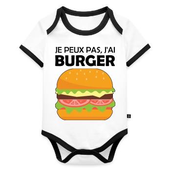 je peux pas j ai burger - Body Bébé bio contrasté manches courtes - blanc/noir  - Devant