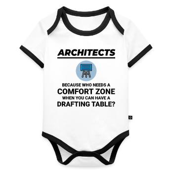 Architect Drafting Table Construction Architecture - Organic Baby Contrasting Bodysuit - white/black  - Front