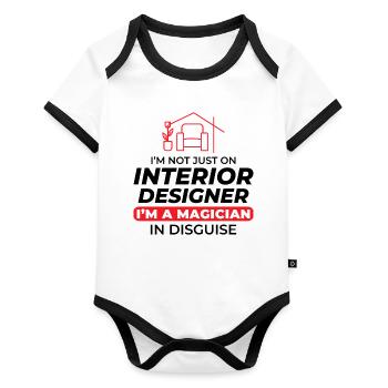 Architecte d’intérieur Décoration Design Professionnel - Body Bébé bio contrasté manches courtes - blanc/noir  - Devant