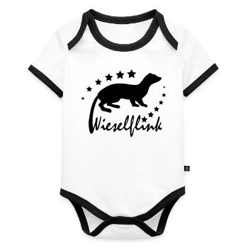 Wieselflink - Baby Bio-Kurzarm-Kontrastbody - Weiß/Schwarz  - Vorne