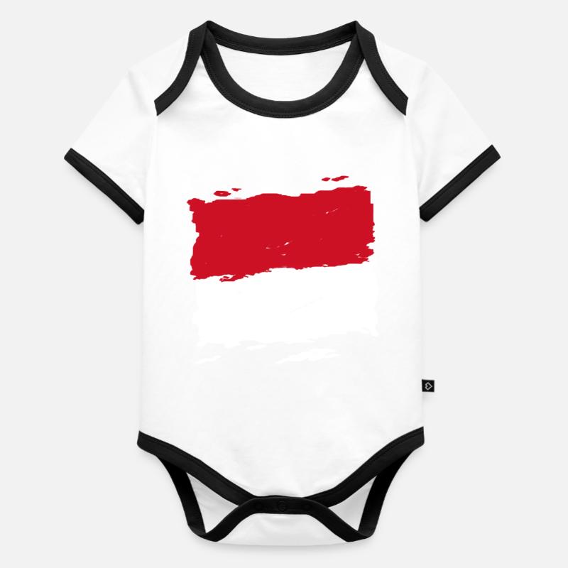 Drapeau Monaco - drapeau de Monaco - drapeau - Body Bébé bio contrasté manches courtes - blanc/noir