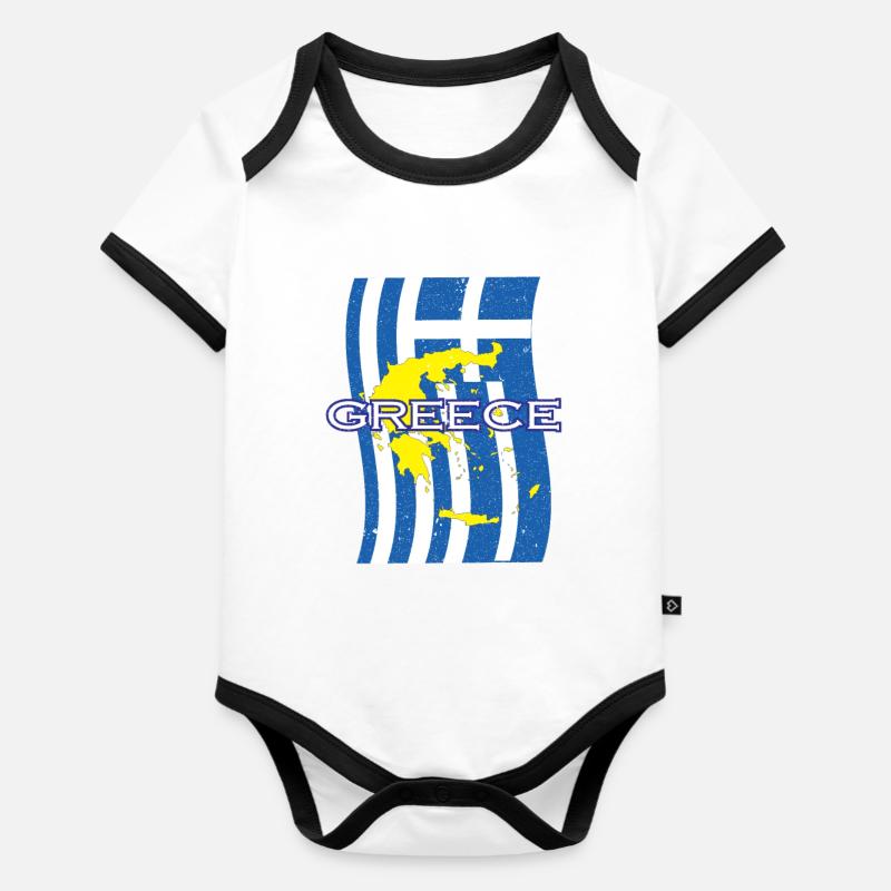 Chemise de la grèce - Body Bébé bio contrasté manches courtes - blanc/noir 