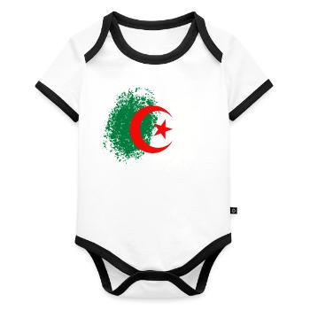 Flag of Algeria - Organic Baby Contrasting Bodysuit - white/black  - Front