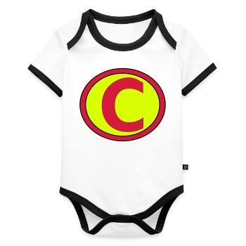Super, Superheld, Superheldin, Hero, C - Organic Baby Contrasting Bodysuit - white/black  - Front