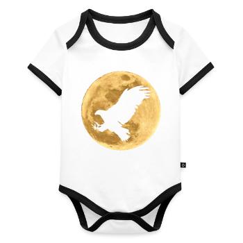 L’aigle dans la lune pleine lune - Body Bébé bio contrasté manches courtes - blanc/noir  - Devant