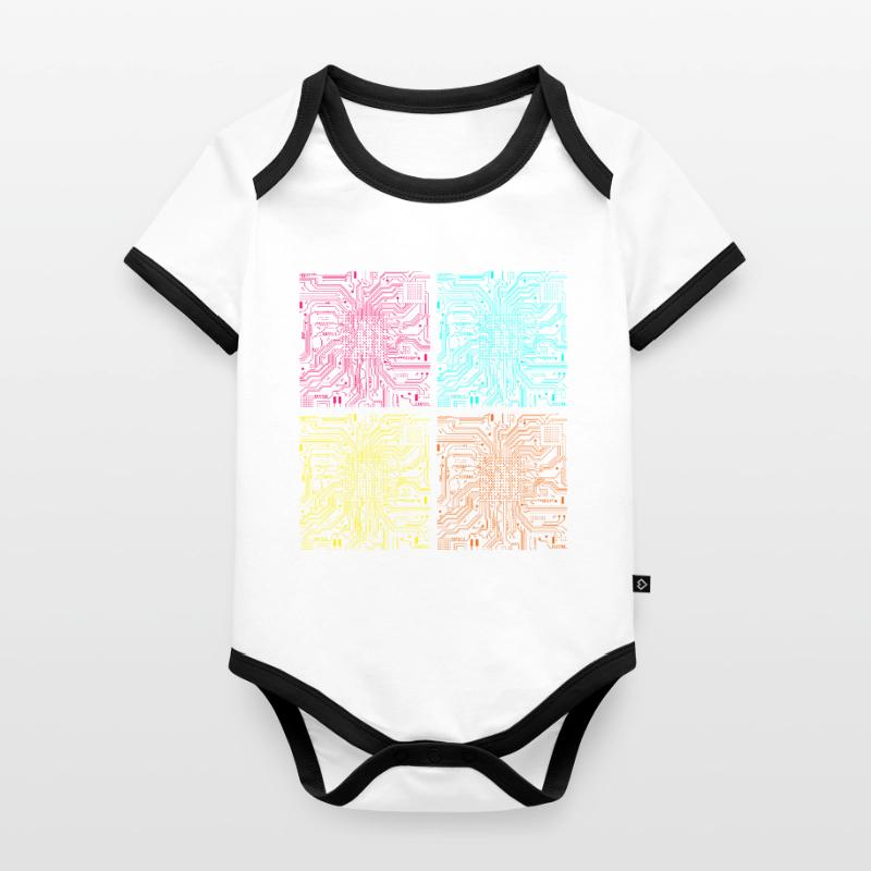 CPU processor computer scientist computer Organic Baby Contrasting Bodysuit