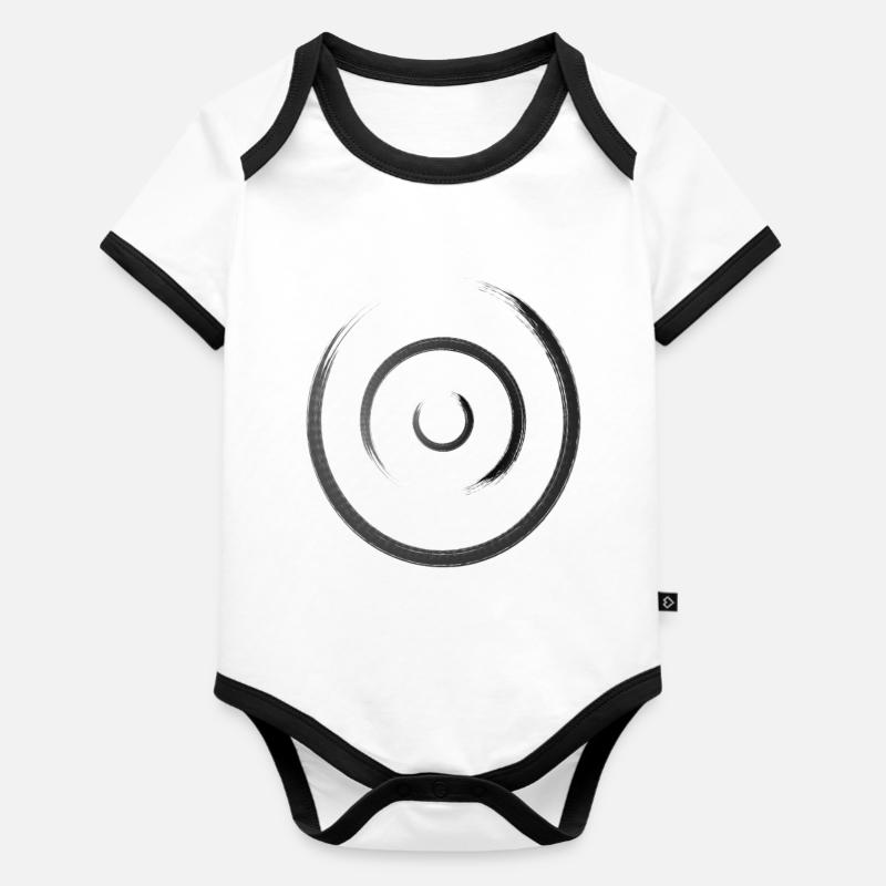 Cercles - Body Bébé bio contrasté manches courtes - blanc/noir 