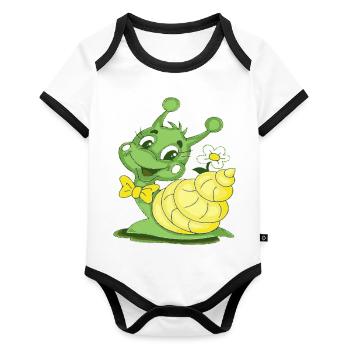 slug - Organic Baby Contrasting Bodysuit - white/black  - Front