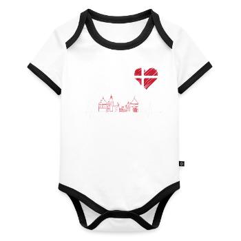Danemark Skyline - Body Bébé bio contrasté manches courtes - blanc/noir  - Devant
