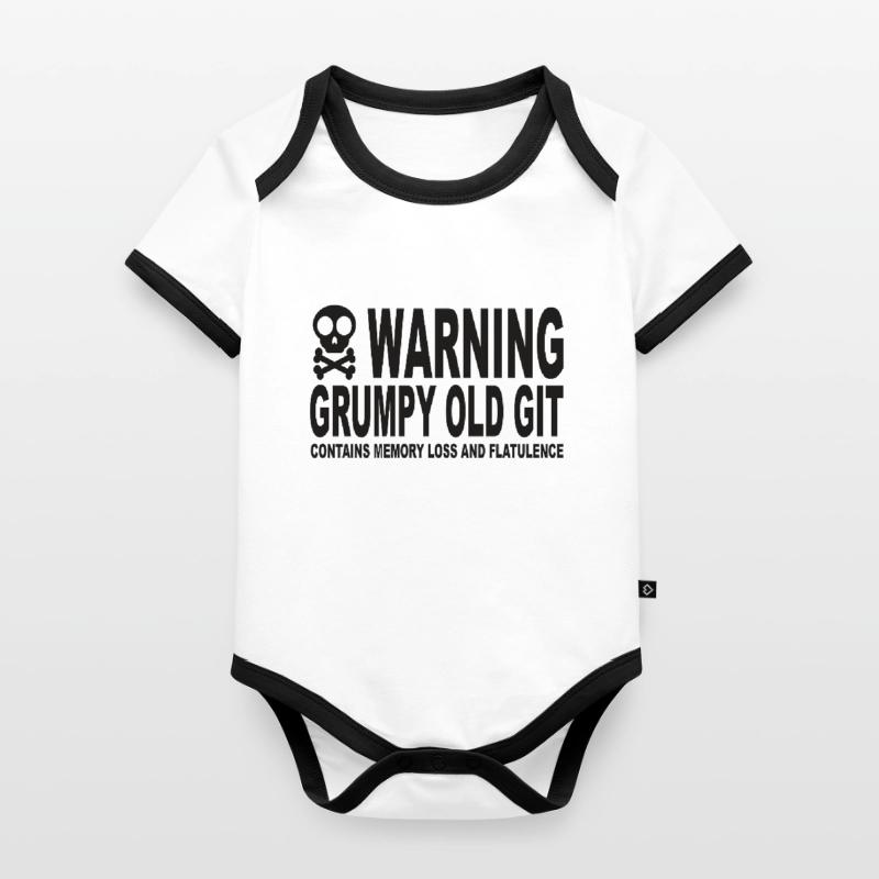 Warning Grumpy Old Git Baby Bio-Kurzarm-Kontrastbody