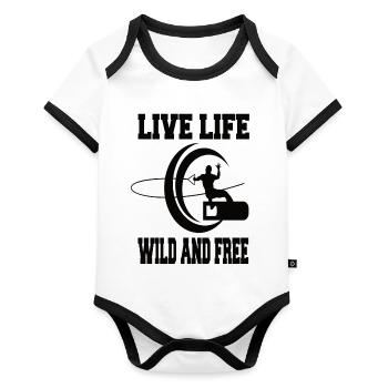 wakeboarding - Baby Bio-Kurzarm-Kontrastbody - Weiß/Schwarz  - Vorne