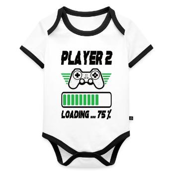 Player 2 Loading - Baby Bio-Kurzarm-Kontrastbody - Weiß/Schwarz  - Vorne