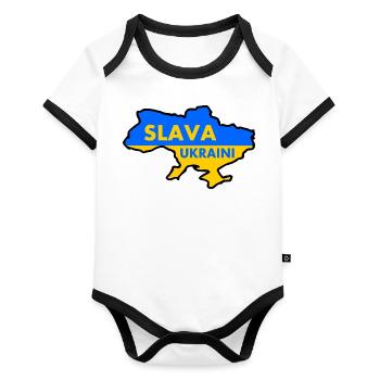 Slava ukraini - Organic Baby Contrasting Bodysuit - white/black  - Front