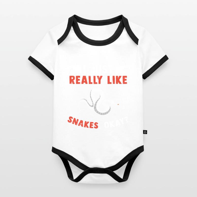 Schlange Geschenk Tier Reptil Cobra Python Boa Baby Bio-Kurzarm-Kontrastbody