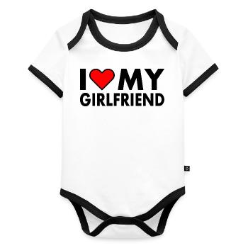 I love my girlfriend - Body Bébé bio contrasté manches courtes - blanc/noir  - Devant