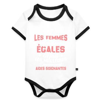 Les meilleures femmes deviennent aides-soignantes - Body Bébé bio contrasté manches courtes - blanc/noir  - Devant