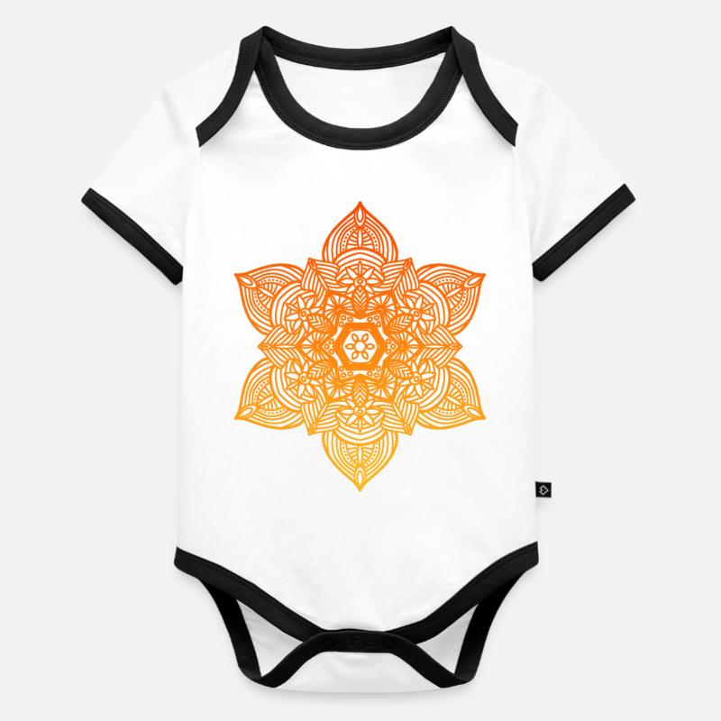 Mandala - Body Bébé bio contrasté manches courtes - blanc/noir 