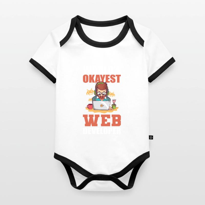 Worlds Okayest Web Developer Programmer Body Bébé bio contrasté manches courtes