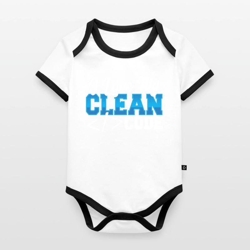 Programmation J’aime mon code propre Body Bébé bio contrasté manches courtes