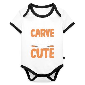 Wood Shining Wood Carving - Organic Baby Contrasting Bodysuit - white/black  - Front