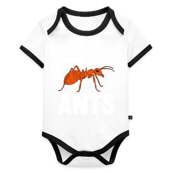 Antkeeping Ant Breeding Ants - Organic Baby Contrasting Bodysuit - white/black  - Front