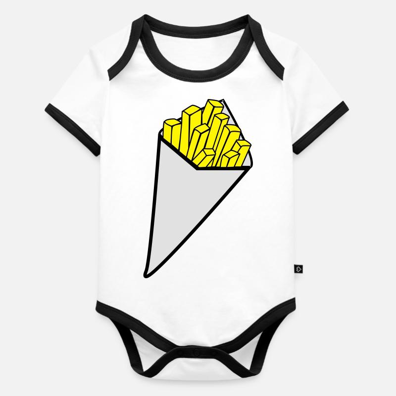 Cornet de Frites - Body Bébé bio contrasté manches courtes - blanc/noir 