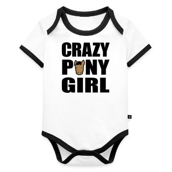 pony - Organic Baby Contrasting Bodysuit - white/black  - Front