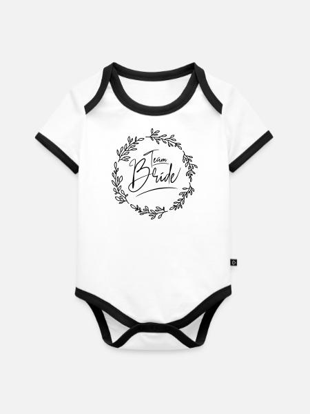 Team bride - Baby Bio-Kurzarm-Kontrastbody - Weiß/Schwarz 
