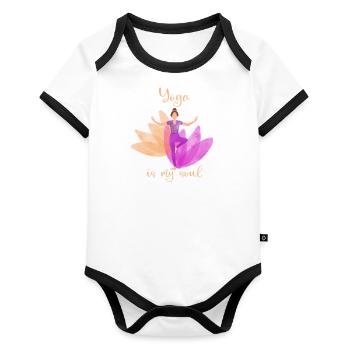 Yoga - Organic Baby Contrasting Bodysuit - white/black  - Front