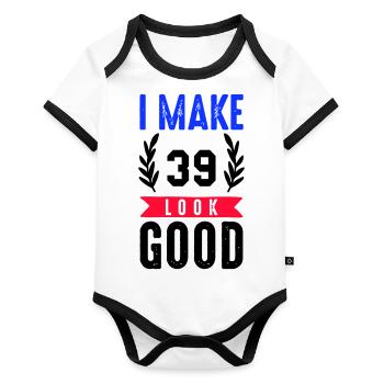 look good 39 - Baby Bio-Kurzarm-Kontrastbody - Weiß/Schwarz  - Vorne