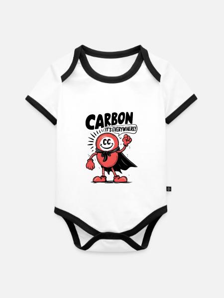 Comic Carbon - It's Everywhere! - Baby Bio-Kurzarm-Kontrastbody - Weiß/Schwarz 