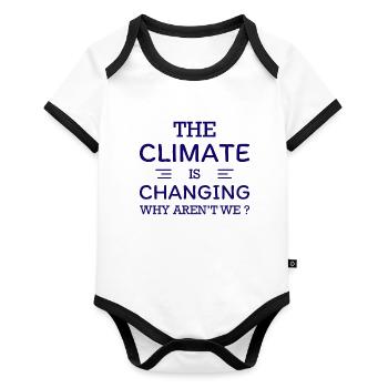 The Climate Is Changing - Why Aren`t We? - Organic Baby Contrasting Bodysuit - white/black  - Front