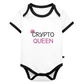 Crypto Queen - Organic Baby Contrasting Bodysuit - white/black  - Front