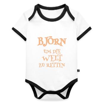 Held Björn - Baby Bio-Kurzarm-Kontrastbody - Weiß/Schwarz  - Vorne