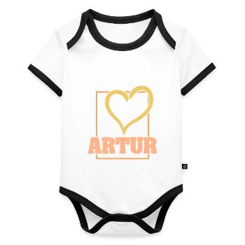 Artur as a heart - Organic Baby Contrasting Bodysuit - white/black  - Front