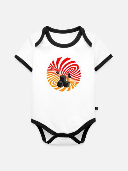 Spirale - Baby Bio-Kurzarm-Kontrastbody - Weiß/Schwarz
