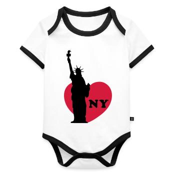 New York - Body Bébé bio contrasté manches courtes - blanc/noir  - Devant