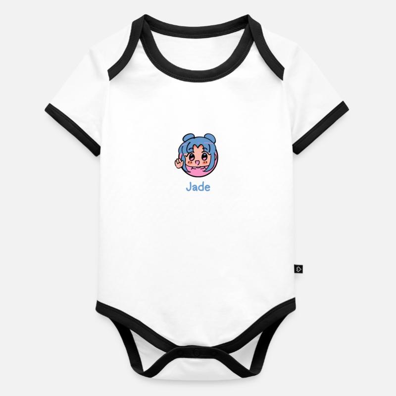 Jade - Baby Bio-Kurzarm-Kontrastbody - Weiß/Schwarz 